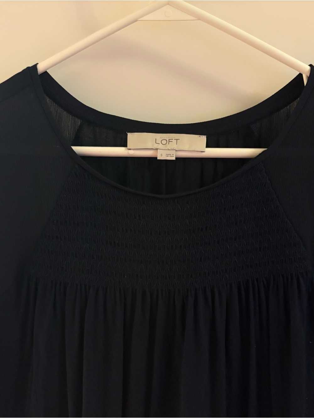 Loft navy cap sleeve gathered front blouse - Picture 4 of 15